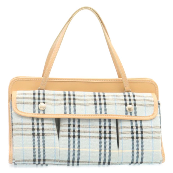 BURBERRY Blue Label Nova Check Hand Bag Canvas Light Blue Auth ki1534 - Picture 1 of 16